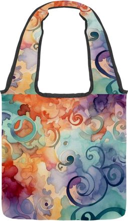 Generic Mysterious Colorful Artistic Swirl Texture Reversible Canvas Shoulder Tote - Double-Sided Print, 12oz Cotton, 27cm Drop, Fold-Flat Bag for Travel, Sho