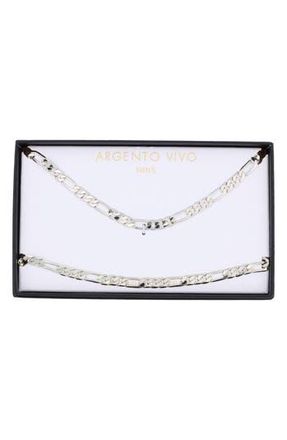 Argento Vivo Mens Figaro Chain Necklace & Bracelet Set at Nordstrom Rack