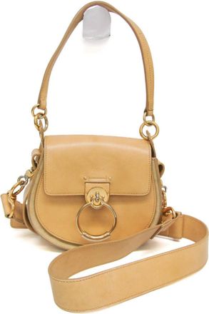 Chlo&eacute; Tess Suede With Leather Beige Leather Handbag (Pre-Owned)