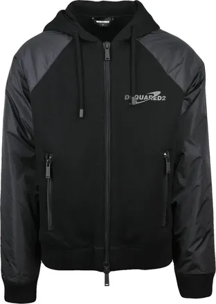 Dsquared2 College-Style Black Jacket With Padded Sleeves And Zippered Pockets