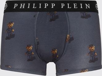 Philipp Plein Boxer in cotone stretch con stampa Teddy bear e vita logata
