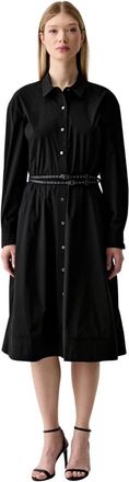 DKNY Midi-jurk met knoopsluiting - Dames - Shirt Kleedjes - Zwart - S - Katoen - Kleedjes