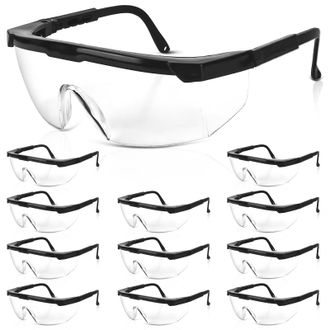 OEM Juego De 12 Gafas Protectoras, Transparentes, Ajustables, Resistentes A Los Ara&ntilde;azos, Ligeras, Para Obras De Construcci&oacute;n, Talleres Y Ciclismo