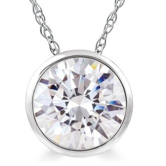 Pompeii3 1 Ct Solitaire Lab Grown Diamond Pendant Necklace in 14k White or Yellow Gold