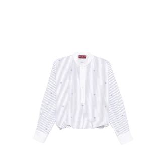 Gucci Striped Embroidery Blouse