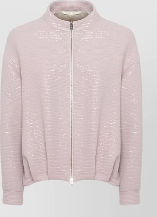 Herno short sequin jacket crewneck high collar
