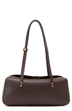 Reiss Devora Leather Shoulder Bag in Chocolate at Nordstrom