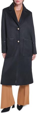 Karl Lagerfeld Single Breasted Coat with Faux Leather Trim in Black at Nordstrom, Size X-Small
