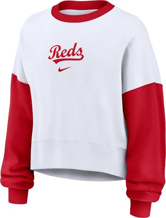 Nike Cincinnati Reds Primary Nike Womens MLB Pullover Crew in White | 01D7061NRED-9HV