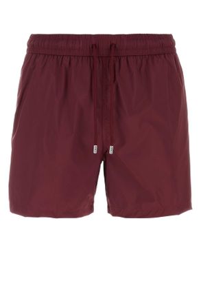 Fedeli Burgundy Polyester Swimming Shorts