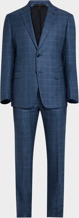Giorgio Armani Mens Blurred Windowpane 240G Suit