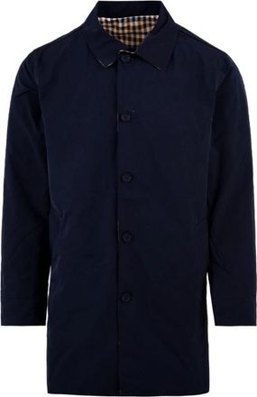 Aquascutum Iconic Reversible Trench Jacket - Heren - Mantel - Blauw - M - Polyester - Jassen
