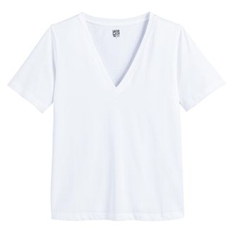 La Redoute Collections Loose T-shirt met V-hals, korte mouwen