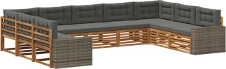 vidaXL Conjunto De Sof&aacute;s De Exterior 9 Uds. Natural Y Antracita Vidaxl