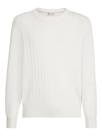 Brunello Cucinelli textured rib cotton sweater - men - Cotton - 48 - White