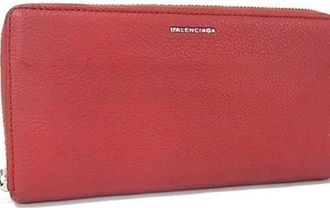 Balenciaga Red Color Leather Long Wallet (Bi-Fold) (Pre-Owned)
