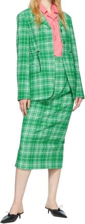 Sportmax Green Check Midi Skirt