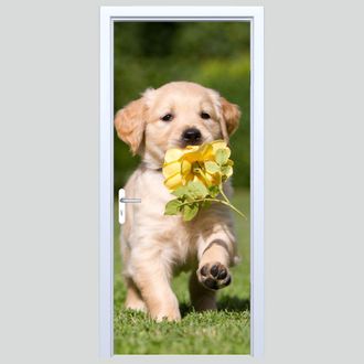 OEM Adhesivo De Tela Para Puerta, Perro Con Flor, 177pd