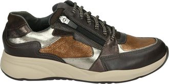 Durea Sportieve Lage Damesschoenen Bruin Patroon - Dames - Sneakers - Bruin - 38 1/2 EU - Leer - Schoenen