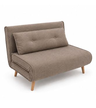 Home Heavenly Sof&aacute; cama de 2 plazas con patas de madera cil&iacute;ndricas en color beige