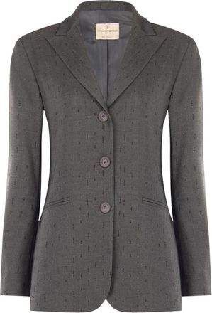 Rinascimento Giacca Monopetto con Effetto Gessato - Dames - Blazers - Grijs - M - Leer - Jassen