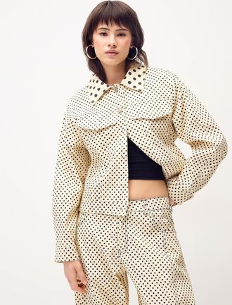 Twik Womens Polka-dotted denim jacket