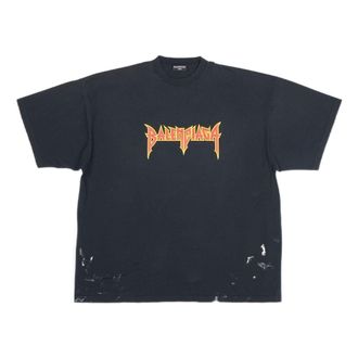 Balenciaga Metallica Short Sleeve T-Shirt Oversized Fit Black Orange 694576TMV880105