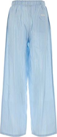 Prada Womens Embroidered Silk Pyjama Trousers Blue Trochusniloticus