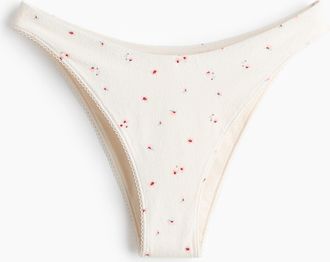 H&M Cheeky Bikinihose - Cremefarben/Gebl&uuml;mt