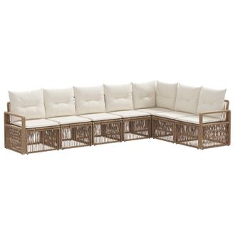 vidaXL Conjunto De Sof&aacute;s De Jard&iacute;n 7 Pcs Beige Rat&aacute;n Sint&eacute;tico Vidaxl