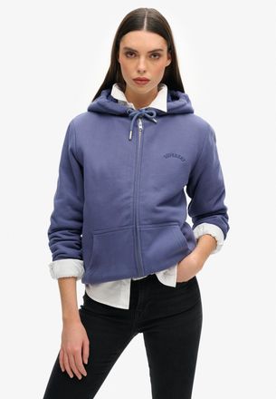 Superdry Kapuzensweatjacke SUPERDRY BORG LINED ZIPHOOD, Damen, Gr. L, blau (mariner navy), Sweatware, Obermaterial: 80% Baumwolle, 20% Polyester, unifarben, re