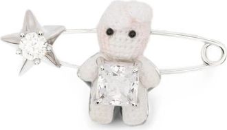 Yvmin Gehaakte broche met kristalversiering - Dames - Broches - Grijs - ONE Size - Accessoires