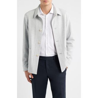 BOSS Carper Knit Shirt Jacket in Silver at Nordstrom, Size 44Regular