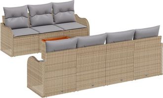 vidaXL Garden Sofa Set 8 pcs Beige Poly rattan Vidaxl