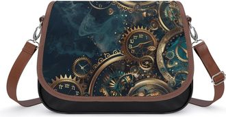 Generic Two Steampunk Clocks with Gears Crossbody Bags for Women Shoulder Messenger Bag Purse Handbags