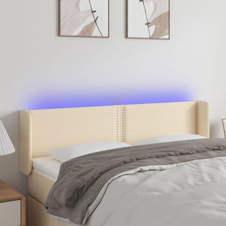 vidaXL Cabecero Con Led De Tela Crema 147x16x78/88 Cm Vidaxl