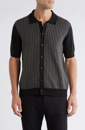 Elie Tahari Button-Up Polo Sweater in Black/Multi at Nordstrom Rack, Size Small