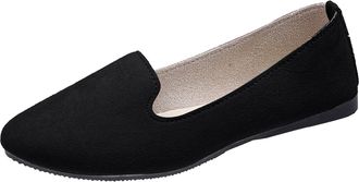 Generic Womens Suede Ballet Flat Comfortable Pointed Toe Loafers with Cushion Insole, Breathable Casual Dress Shoes for Women, Elegant Work Flat (4.5) Black