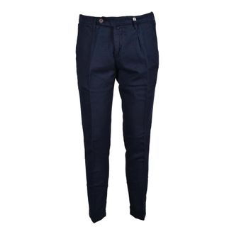 Myths Pantalones Casuales de Lino Lyocell - Trousers - Hombre - Azul - M
