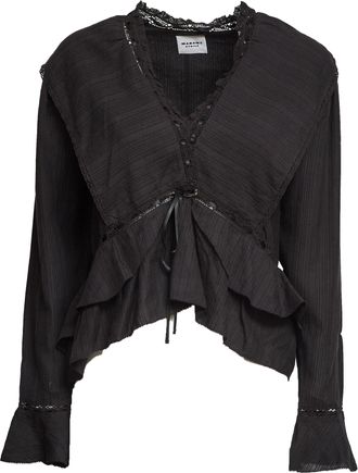Isabel Marant Damienne Ruffled Asymmetric Cotton Blouse
