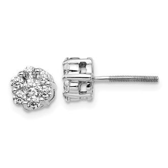 Diamond2Deal 14K White Gold 5/8 ct Lab Grown Diamond Cluster Screwback Stud Earrings VS Clarity, G-H Color