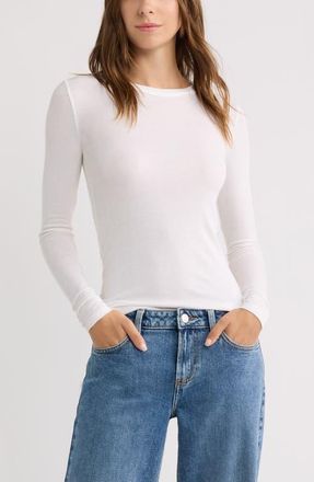 BP. Ribbed Long Sleeve T-Shirt in White at Nordstrom, Size Xx-Small