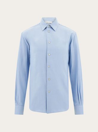 Ferragamo Uomo Camicia in Oxford Blu