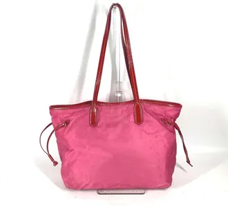 Prada Pink Nylon Leather Shoulder Bag Tote Bag (Pre-Owned)
