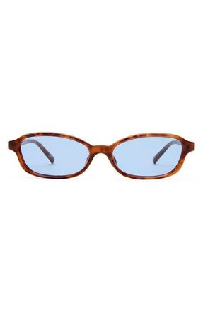 Le Specs Honey Pot 55mm Oval Sunglasses in Amber Tort /Dusty Blue Tint at Nordstrom