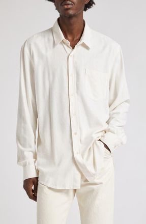 Our Legacy Classic Silk Button-Up Shirt in White Silk at Nordstrom, Size 36 Us