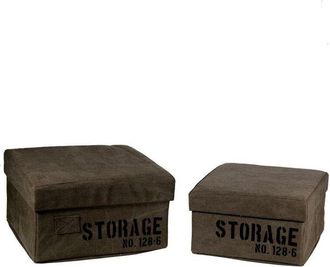 Vacchetti Vacchetti - Caja Tela 1-2 Marr&oacute;n Cuadrado Almacenamiento Plegable Cm36x36h20