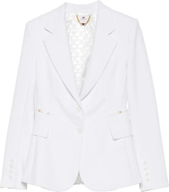 Elisabetta Franchi Enkelrijige Blazer - Dames - Blazers - Wit - XL - Polyester - Jassen