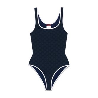 Gucci Badmode, Dames, Blauw, L, Blauwe Zeekleding Stretch Scoop Neck