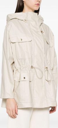 Fay Womens Linen And Cotton Blend Parka Coat - Ivory - Size X-Small